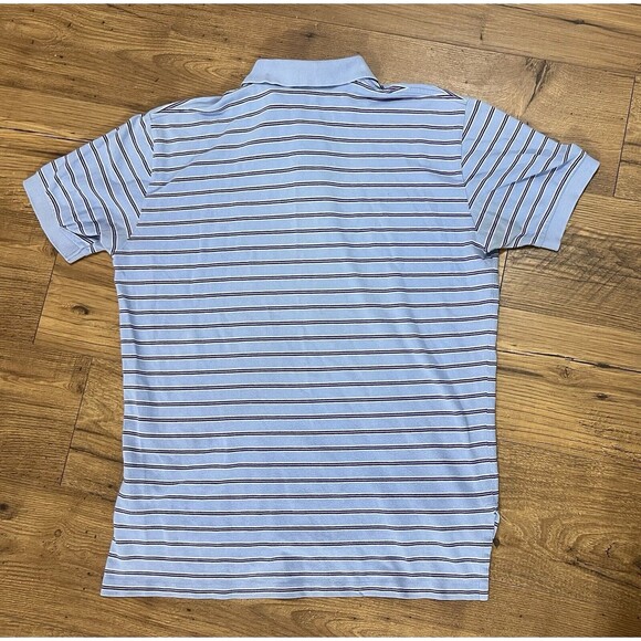 Vintage Ralph Lauren Polo Shirt Mens Large Blue Pink Black Striped Short Sleeve - Picture 10 of 11